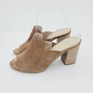 Pelle Moda Womens Blair Sandals Block Heels Shoes Brown Slip On Open Toe 7.5 M